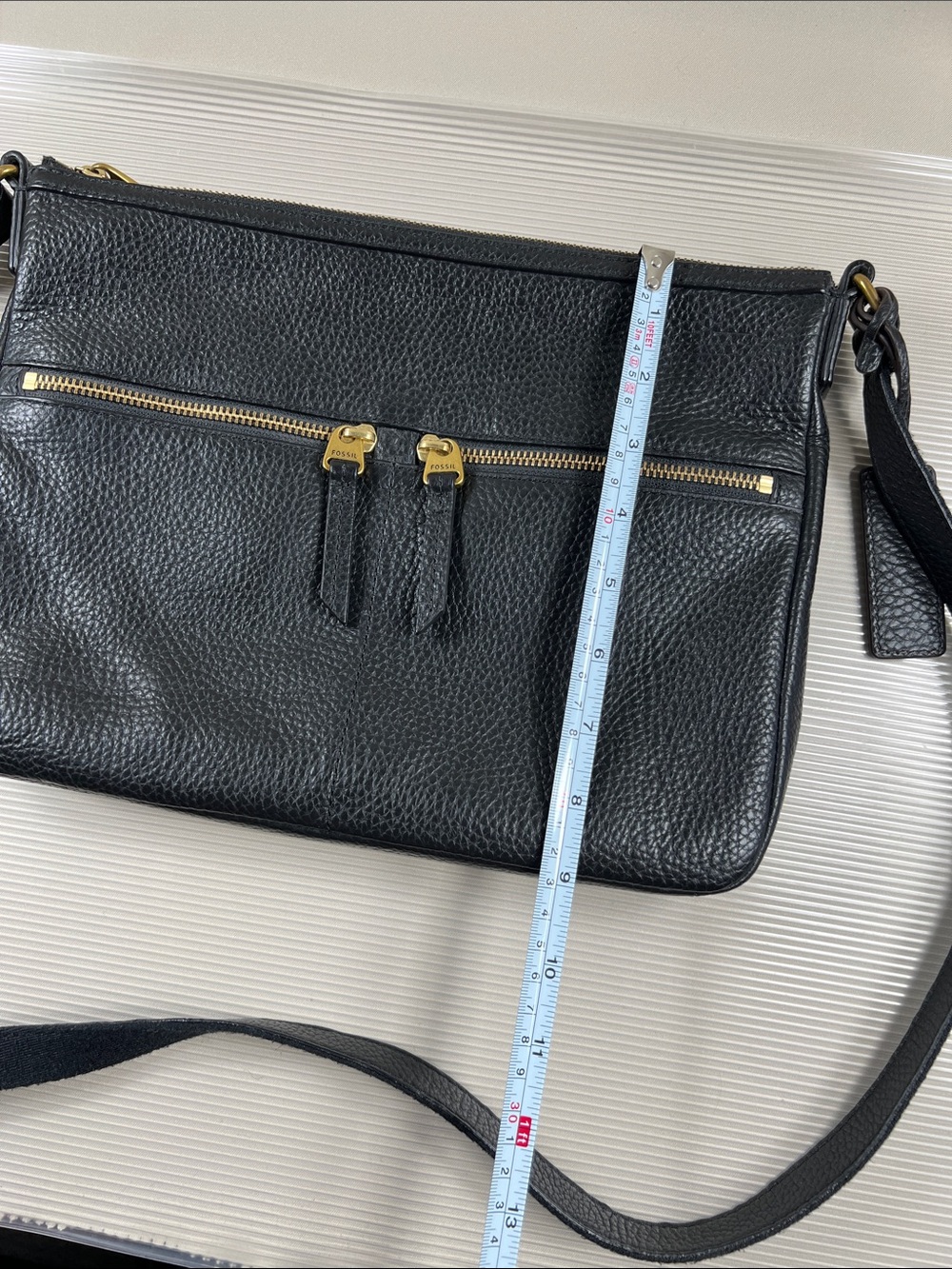 Fossil Black Pebbled Leather Crossbody Bag - Picture 9 of 12